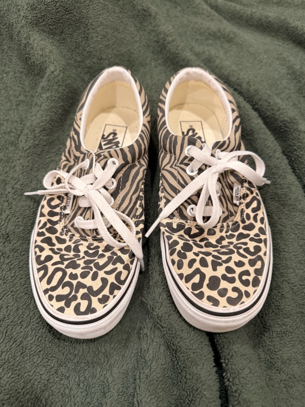 Vans Mixed Leopard and Zebra Print Sneakers - Beige/Black/White